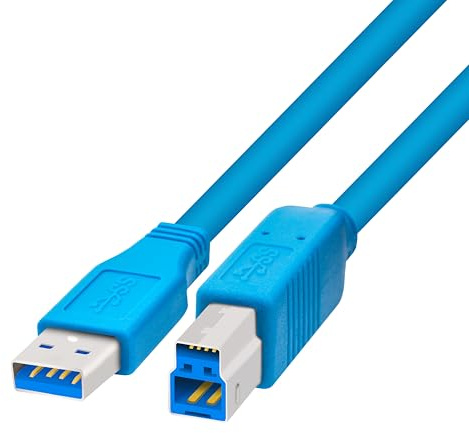 BIGtec 2m Druckerkabel USB Kabel Super Speed USB-3.0 A/B Datenkabel A-Stecker zu B-Stecker 5Gbit/s Datenkabel für Drucker Scanner Festplattengehäuse blau