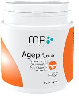 MP Labo Agepi® Omega 3 Omega 6 - 90 Capsules pour Chien et Chat - Riche en Acides Gras Essentiels et Vitamines A et E