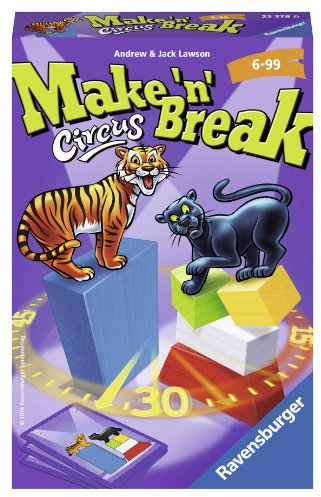 Ravensburger 23378 - Make 'n' Break Circus, Mitbringspiel für 2-4 Spieler, Kinderspiel ab 6 Jahren, kompaktes Format, Reisespiel, Aktionsspiel
