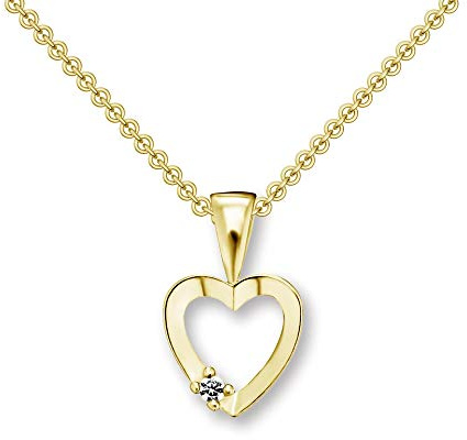 Herzchen Kette Gelbgold 333 mit Zirkonia + inkl. Luxusetui mit GRAVUR + Goldanhänger echt Gold Herzkette mit Stein wie Diamant Herz Anhänger Herzanhänger Goldkette FF510 GG333ZIFA45