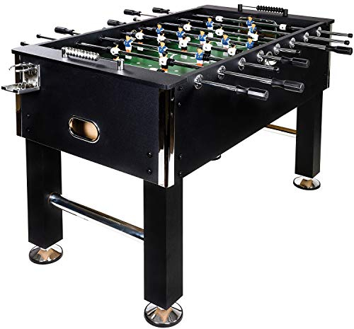 GAMES PLANET Kickertisch Leeds in 6 Farben, Tischfußball, Tischkicker, inkl. 4 Bälle + 2 Getränkehalter, ca. 60kg - Schwarz