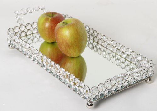 Kristallschale Tablett 'Vera' Alu Dekoration Rechteckig Dekoschale Tischdekoration Hochzeitdekoration Artra Deko Dekoschale Dekoration Geschenk Silber Sommerdeko Silber, 39x19x8h