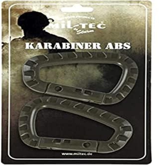 Taktische ABS Kunststoff-Karabiner (2er-Pack) • D-Ring Materialkarabiner 8,3 cm • Robuste Zubehör-Haken für Molle-Systeme, Rucksäcke & Gürtel • EDC Ausrüstungs-Karabiner