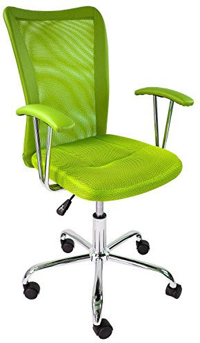 AVANTI TRENDSTORE - Migalli - Sedia girevole in tessuto a rete traspirante con braccioli, base cromata, con altezza regolabile, in diversi colori disponibile, LAP 58x86-96x52 cm(Verde chiaro)