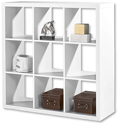 STYLE Modernes Würfelregal Weiß, ideal für Faltboxen - Praktisches Raumteiler Regal mit offenen Fächern - 112 x 112 x 38 cm (B/H/T)