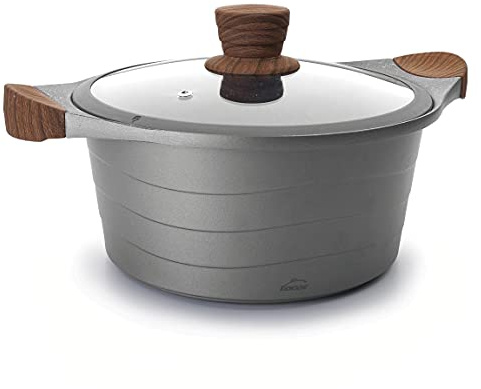 Lacor 27324 - Cacerola Alta, Cacerola de Cocina con Tapa Cristal Stilo | En aluminio ligero, para guisos y cocciones uniformes; apto para inducción, resistente y pensado para el uso intensivo diario