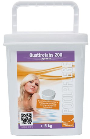 Steinbach 00-70266 Quattrotabs 200 g organisch, 5 kg, Aquacorrect, Chlor, Algezid, Flockung