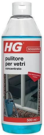 HG Detergente per Vetri, Formula Professionale Concentrata per una Lucentezza Senza Aloni, Utilizzabile su Porte Finestre, Finestre e Specchi 500ml (297050108)