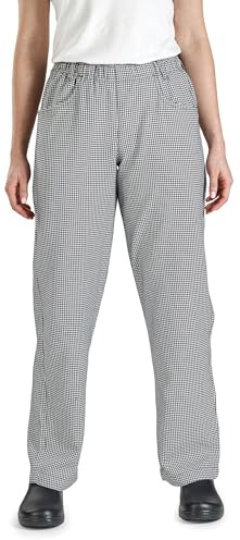 Mercer Culinary M60040HT1X Millennia Women's Chef Pants in Hounds Tooth, X-Large, Black/White