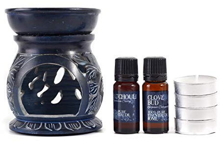Patchouli e-Set regalo con bruciatore per olio di chiodi di garofano
