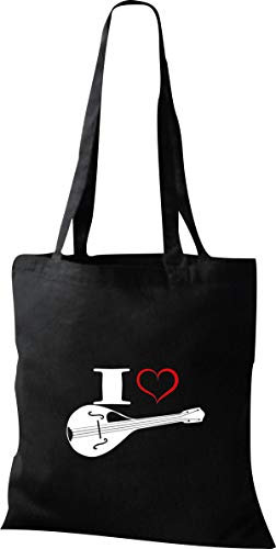 Shirtstown Pochette en tissu Musique I Love Mandoline - Noir - noir,