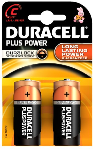 3140-Duracell MN1400, Plus Power Alkaline C Batteries LR14, 1.5 V, Pack of 2).