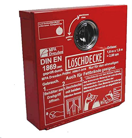 Löschdecken-Behälter Metall 30 x30 x8 cm geeignet für Löschdecken ca. 1,6 m x 1,8m