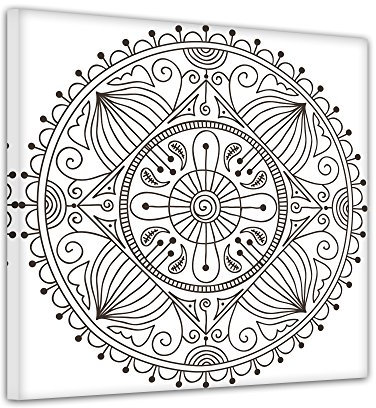 Bilderdepot24 Mandala I - Ausmalbild auf Leinwand, aufgespannt auf Rahmen - Quadrat-Format - 50x50 cm