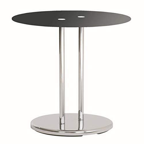 HAKU runder Beistelltisch mit Glasplatte Chrom schwarz Metall Couchtisch mit Sicherheitsglas - Maße: H 55 x Ø 40 cm Style: Modern