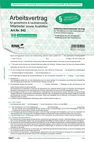 Arbeitsvertrag für gewerbliche Arbeitnehmer - SD, 2 x 2 Blatt, DIN A4, 1 Packung à 3 Stück