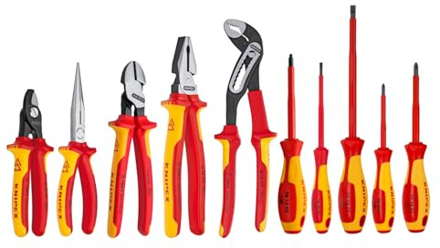 Knipex 989830US 10 -Piece 1000V Insulated Pliers, Cutters, and Screwdriver Industrial Tool Set