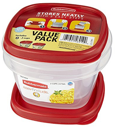 Rubbermaid Easy Find Lids Food Storage Containers, 2 Cup, Racer Red, 4-Piece Set 1857116