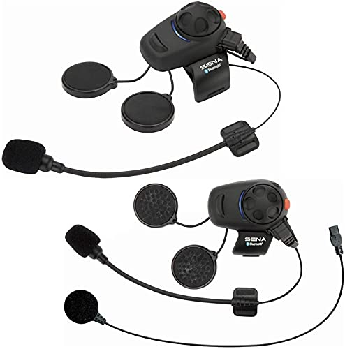 Sena SMH5D-UNIV SMH5 Bluetooth Headset & Intercom for Scooters and Motorcycles with Universal Microphone Kit.Dual Pack, Black, Pack of 2, Set of 2