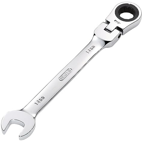 Draper 52016 Hi-Torq Llave combinada de trinquete de cabeza flexible métrica, 14 mm