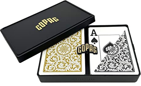 Copag 1546 Design 100% Plastic Playing Cards, Poker Size (Standard) Black/Gold (Jumbo Index, 1 Set)