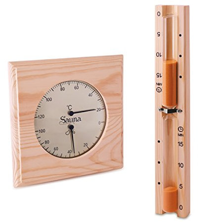 Sauna Set - Hygrometer Thermometer & Sanduhr Basic Klimamesser Meßgerät