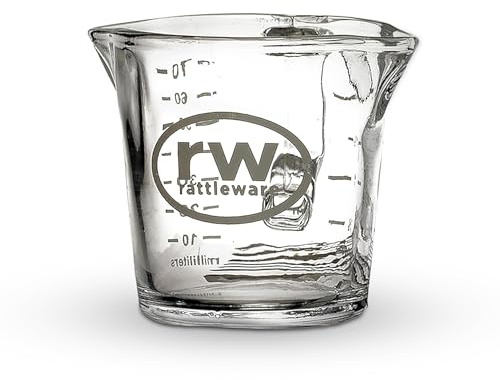 Rattleware 3 oz Espresso Shot Glass Pitcher – Double Spouted Genuine Barista Measuring Cup with White Graduations in ml & oz – High-Volume, Commercial-Grade for Swift Espresso Pouring & Precision