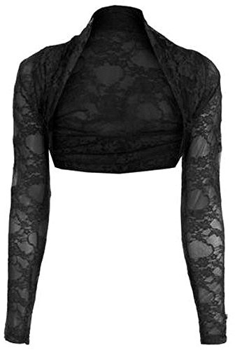 FASHION BOUTIQUE Ladies Womens Cropped Bolero Lace Shrug Plus Size UK 8-24 Black