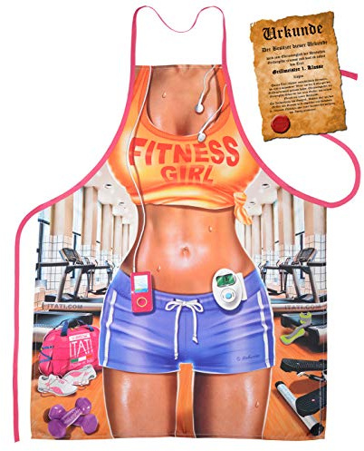 Mega Sexy Küchenschürze Kochschürze Schürze mit Gratis Urkunde - Fitness Girl - sexy Scherzartikel Geschenk Geschenkidee Funartikel