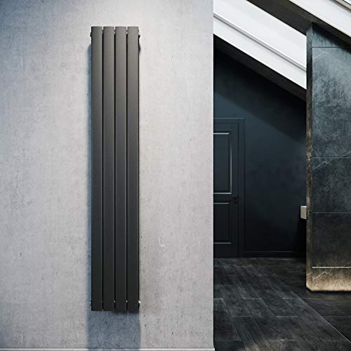 ELEGANT Design Flach Heizkörper 1800x308mm Antrazit | Paneelheizkörper Vertikal Mittelanschluss Doppellagig für Badezimmer