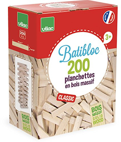 Vilac 2134 - Costruzioni, il piccolo costruttore: 200 pezzi in legno naturale [Lingua francese]