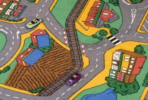 Kinder Straßenteppich / Spielteppich  Stadt  95 x 200cm