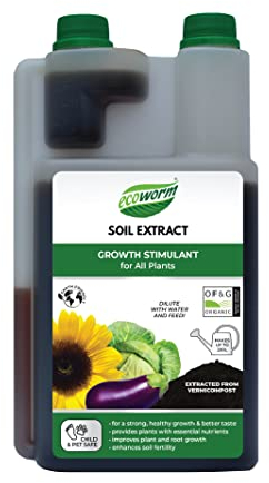 Ecoworm Soil Improver & Organic Fertiliser – Natural Soil Conditioner & Plant Food – Liquid Vermicompost Extract for Indoor & Outdoor Plants – 1L Makes 200L