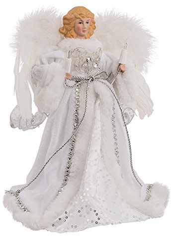 Kurt Adler flammig weiß und Silber Angel Treetop, 12 Zoll