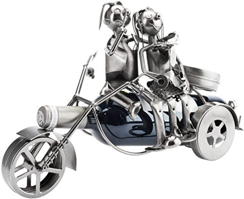 BRUBAKER Flaschenhalter Paar auf einem Motorrad Metall Skulptur | Geschenk mit Geschenkkarte