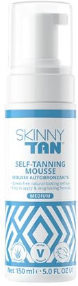 Skinny Tan Gradual Tanning Mousse – Medium Self Tan Mousse for a Natural Glow – Lightweight Easy to Apply Streak-Free, Even Finish 150 ml
