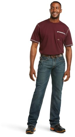 Ariat Men's M5 REBAR Stretch Slim Fit Straight Leg Jean, Blue, 31X38