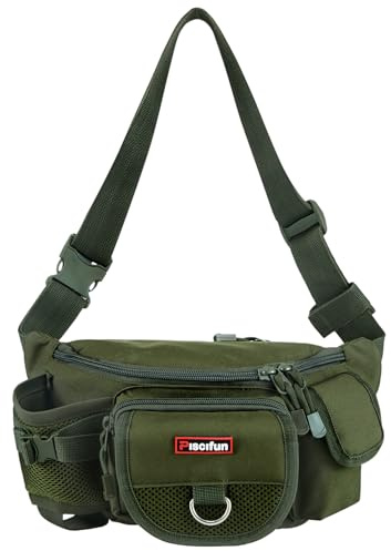 Piscifun Fishing Bag Portable Outdoor Fishing Tackle Bags Multiple Waist Bag Multi Functional Fanny Pack (Color Army Green)