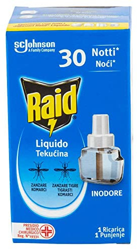 Raid Liquido Elettrico - Insetticida Antizanzare - 1 Ricarica - Inodore - 21 ml