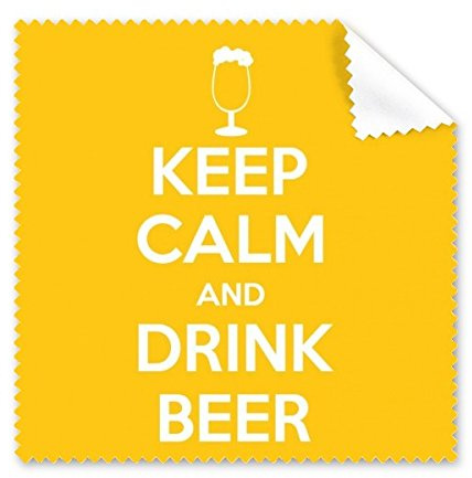 Zitat Keep Calm and Drink Beer Weiß Gelb Tasse Funny Illustration Muster Brille Reinigungstuch Reinigungstuch Handy-Display von 5 x