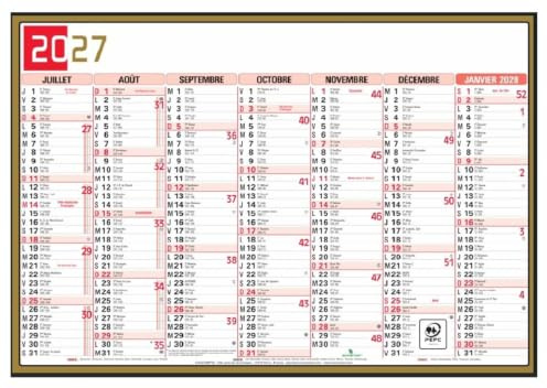 Exacompta - Calendrier Tricolore Semestriel 22x29,5cm - 2027