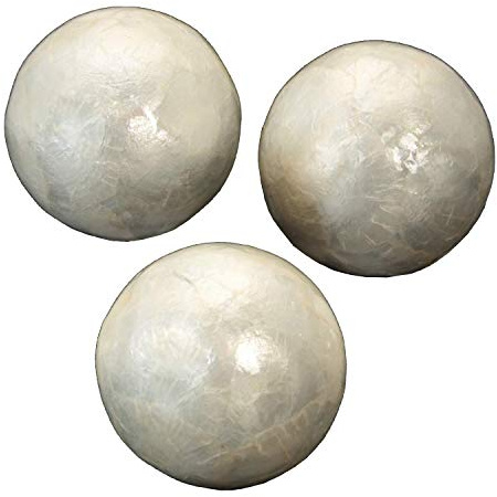 DONREGALOWEB Set de 3 Bolas nacaradas Redondas de 10 cm Cada una (Natural)