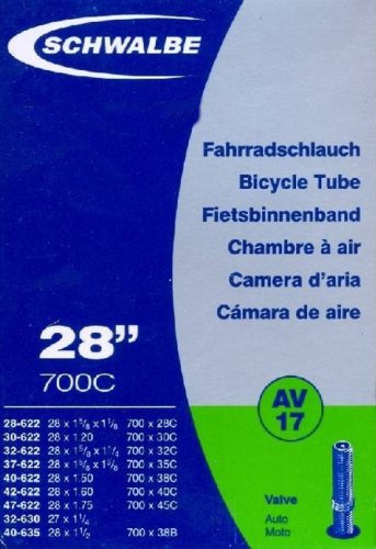 SCHWALBE Fahrradschlauch AV17 mit Autoventil ~ 28 ~ 37-622 mm (28 x 1 3/8 x 1 5/8 Zoll) (28 x 1.40 Zoll)