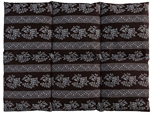 Rapssamenkissen groß 40x30cm 6-Kammer - Blumen-braun - Wärmekissen Körnerkissen z.B. als Rückenkissen & Bauchkissen - Rapskissen 30x40 - Blumen-braun