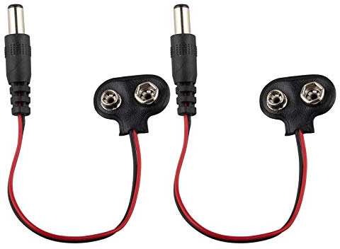 HALJIA batería de 9 V Hebilla Snaps Cable de alimentación Clip Conector 2.1 mm DC Conector Jack Compatible con Arduino (2 Piezas)