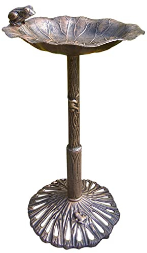 Oakland Living 5012AB Antique Bronze Frog Design Aluminum Birdbath