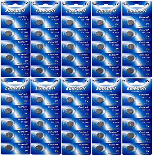 50 x CR1220 3V Lithium Knopfzelle (10 Blistercards a 5 Batterien) EINWEG Markenware Eunicell
