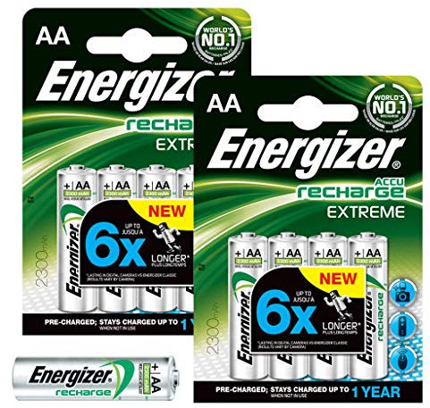 Energizer Lot de 8 Piles Rechargeables AA Extreme 2300 mAh préchargées NiMH LR6