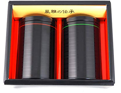 Teedosen 2er Set ITOURUSHI hergestellt in Japan Geschenk-Set in Schwarz Ø 7,8 cm, H. 12 cm für je ca. 150 g Tee
