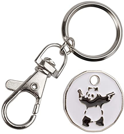 Harts Banksy Panda with guns urban art Trolley locker Token Keyring New shape,12 sided x 1 unit